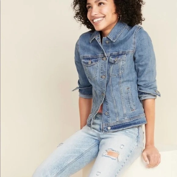 Old Navy Denim Jean Jacket Trucker Classic Blue Sz Small - Picture 2 of 6